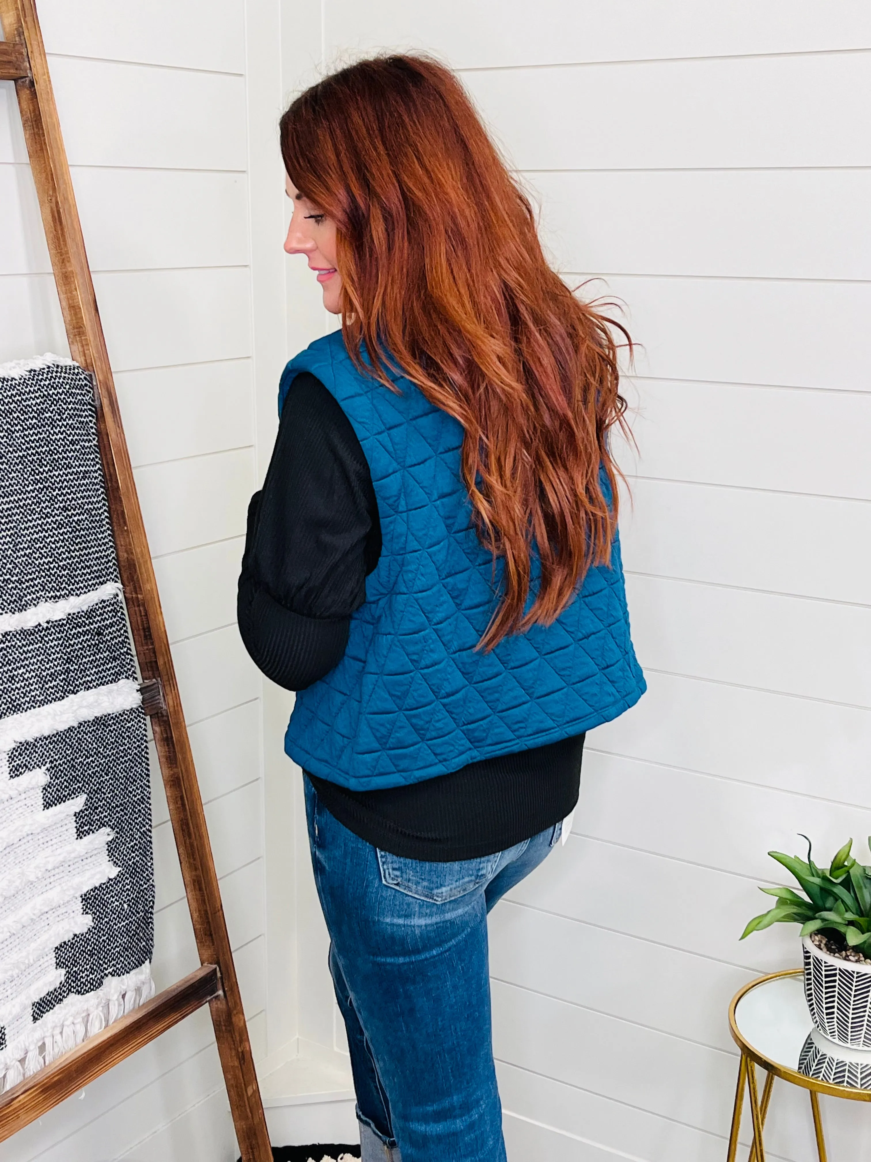 Love Lindsey Teal Quilted Vest