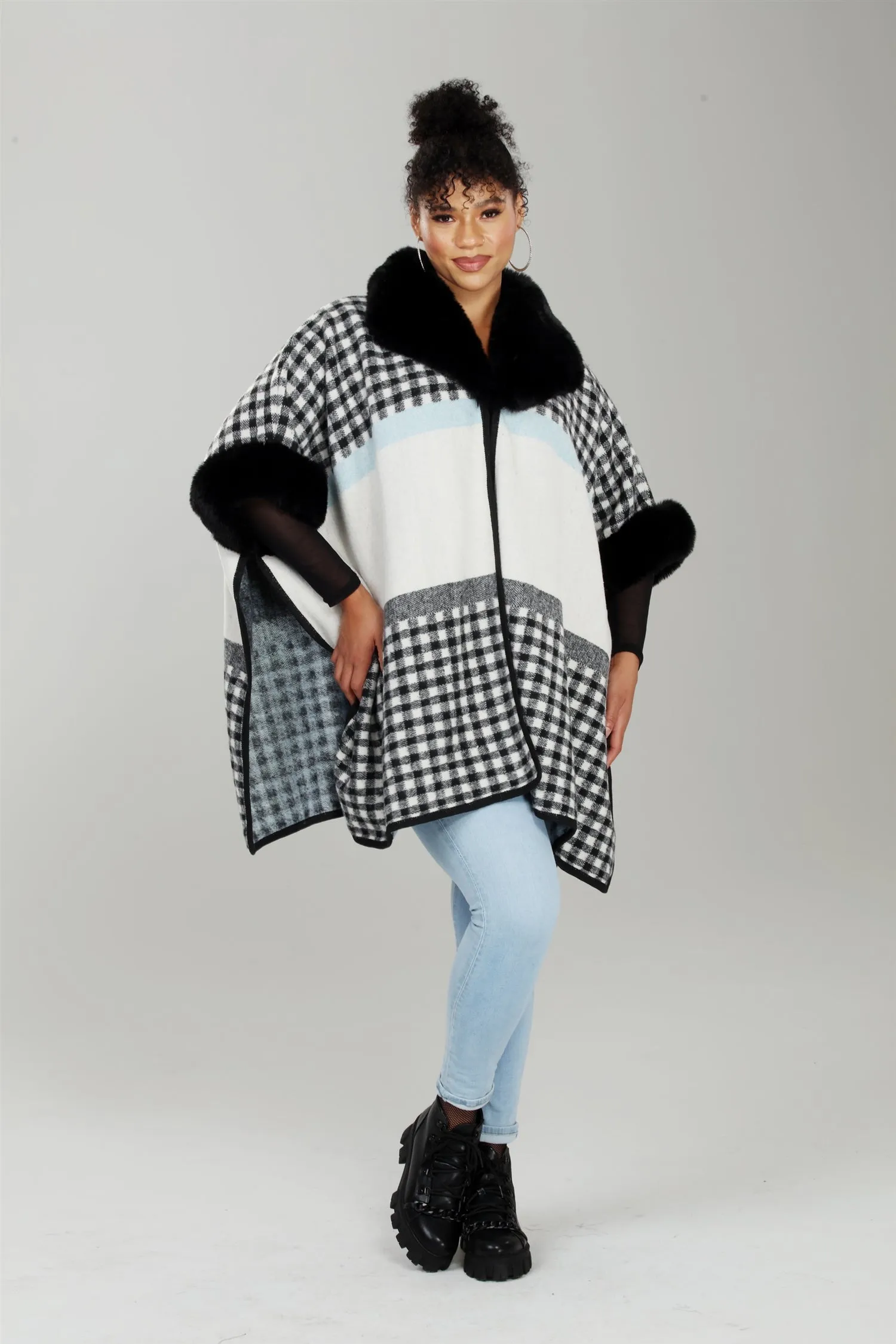 Luxe Moda LM241 Faux Fur Print Cape