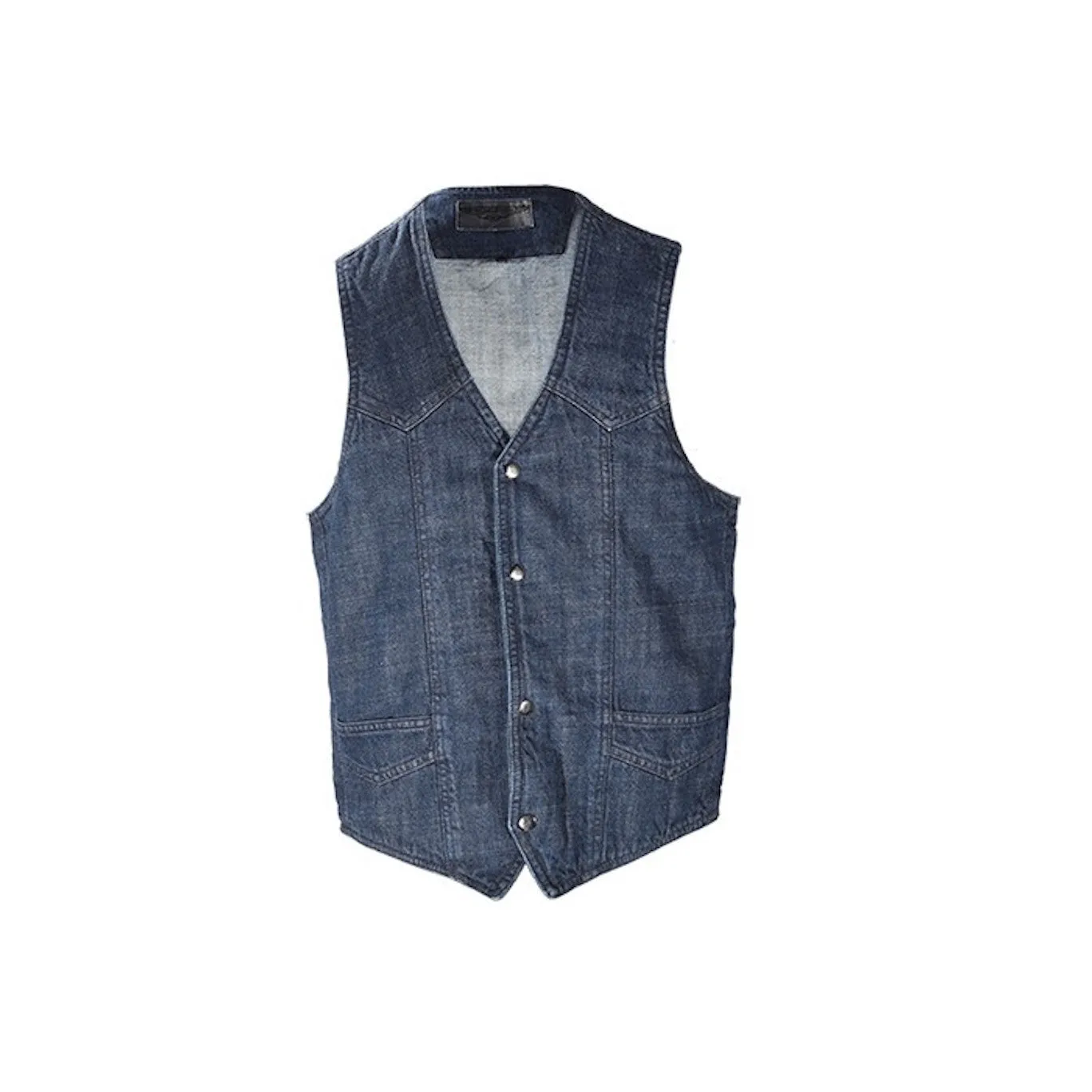 Mens Dark Blue Denim Motorcycle Vest Gun Pockets Solid Back