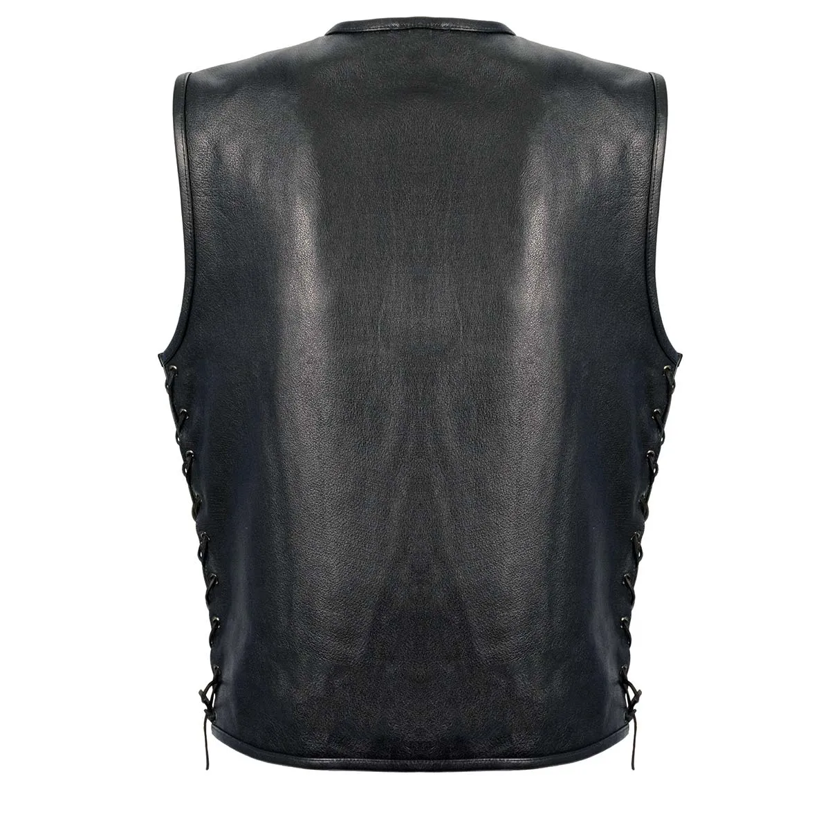 Milwaukee Leather LKM3741 Men's Black ‘Seamless Design’ Leather Vest with Side Laces