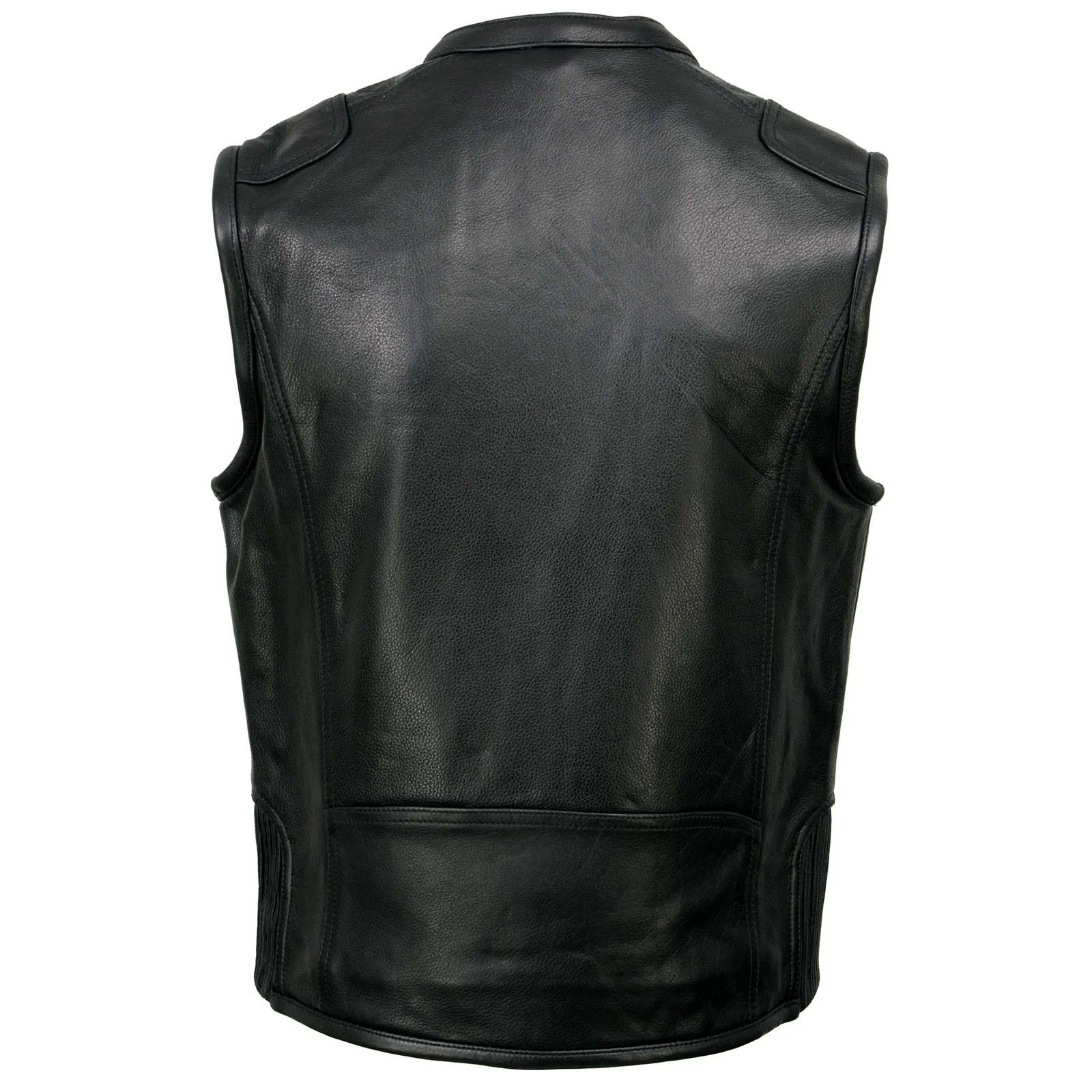 Milwaukee Leather MLM3502 Men's Black Cool-Tec Leather Vest Front Zipper Motorcycle Rider Vest with Stand-Up Collar