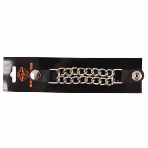 Milwaukee Leather Silver/Chrome Medallion Vest Extender - Double Chrome Chains Genuine Leather 6.5" Extension MLA1015-Single