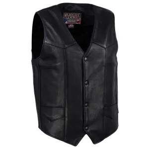 Milwaukee Leather USA MADE MLVSM5006 Men's Black 'Classic Western' Premium Motorcycle Rider Leather Vest