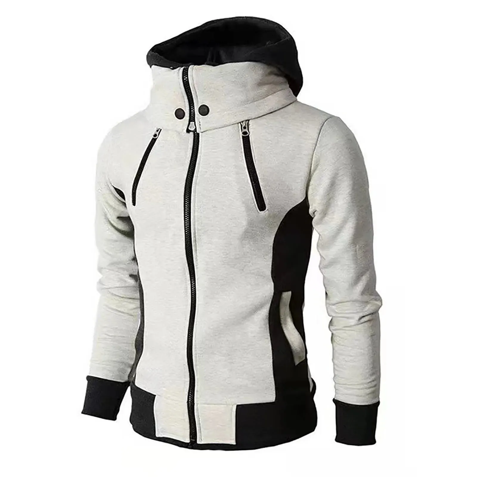 New Men's Full Zip Hooded Sweatshirt with Pockets