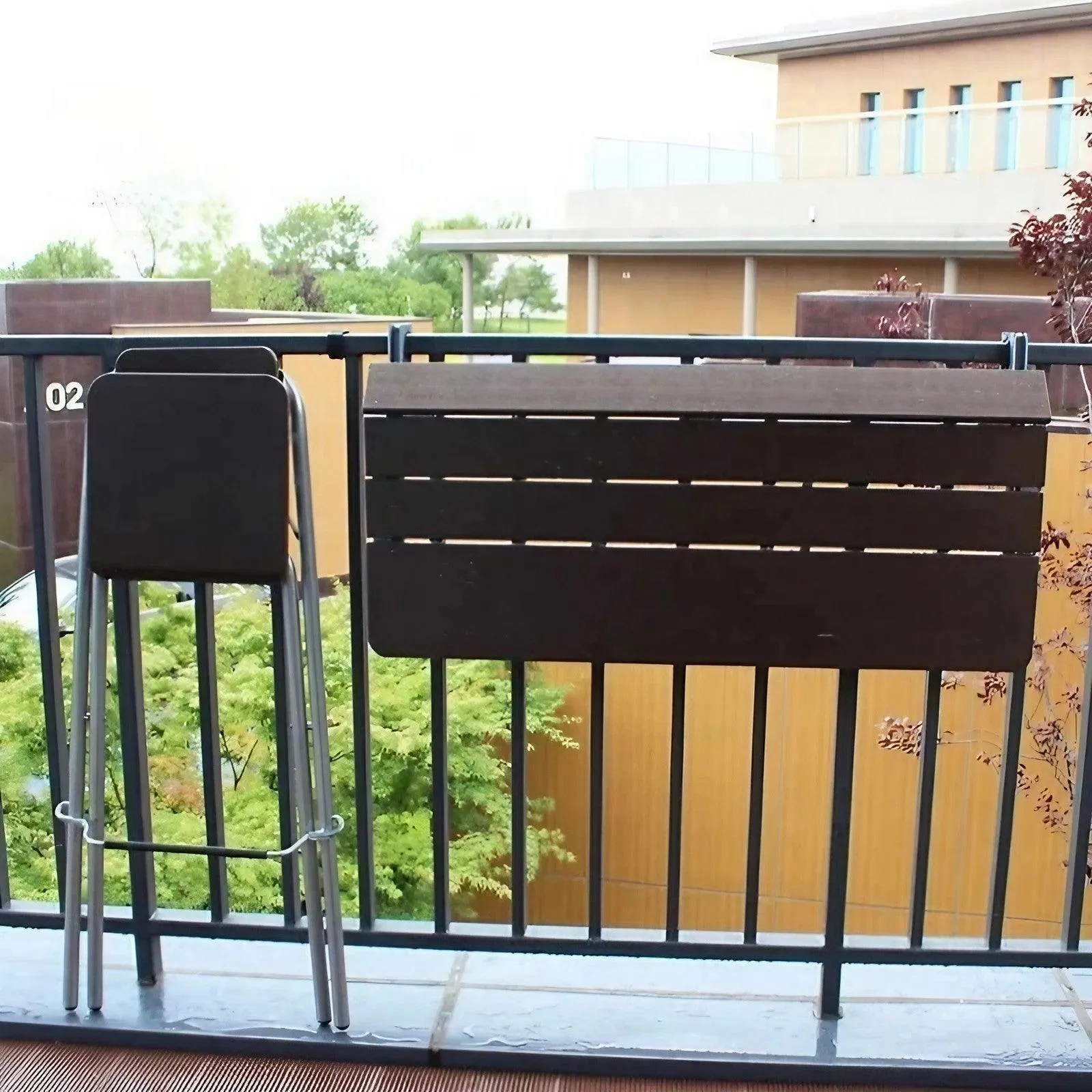 Outdoor Balcony Railing Table Hanging Small Bar Lifting Folding Desk,Wall-Mounted Patio Side Table,Portable Floating Shelf