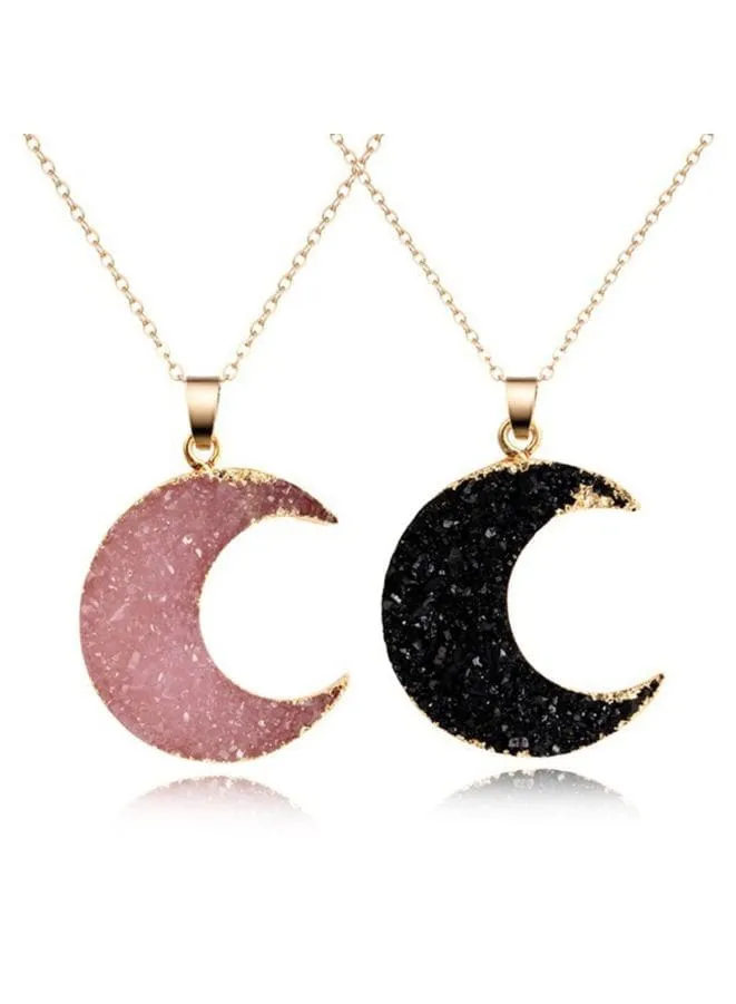 Pink Moon Alloy Link Chain Necklace for Women - Add a Touch of Celestial Charm