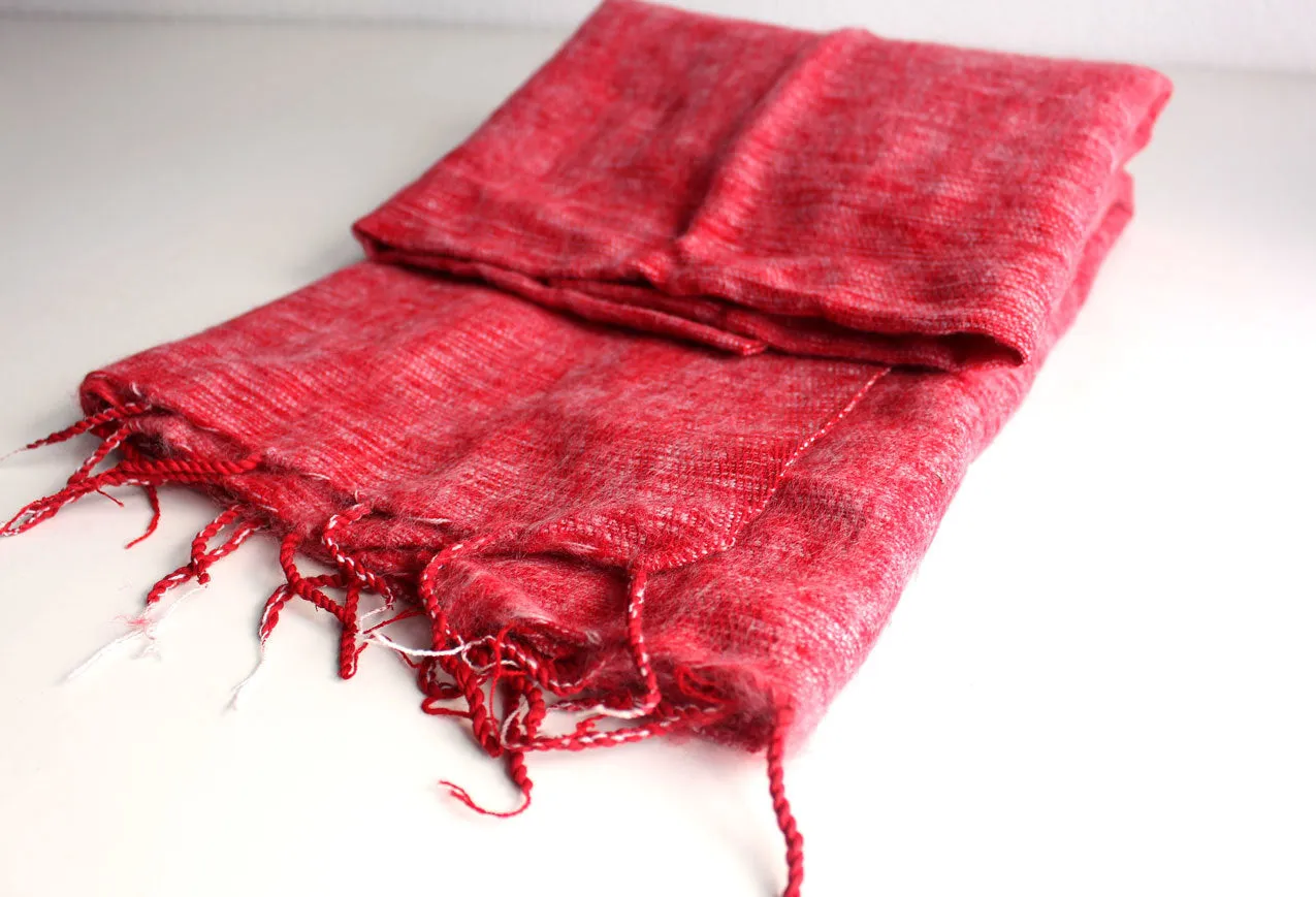 Plain Yak Shawl Red