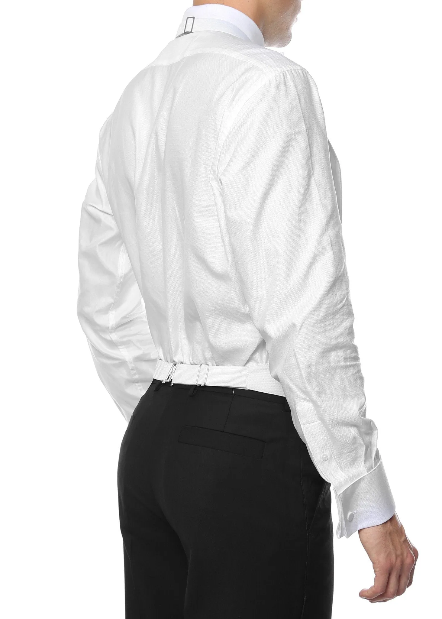 Premium White Pique 100% Cotton Backless Tuxedo Vest & Bow Tie / 2XL FIT ALL (50-60)