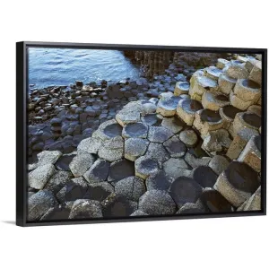 "Basalt Rock Formation, Giant's Causeway, County Antrim, Northern Ireland" Black Float Frame Canvas Art