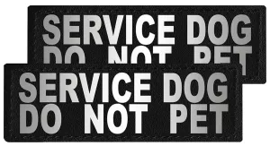 Reflective "Service Dog Do Not Pet" Patches, Set of 2