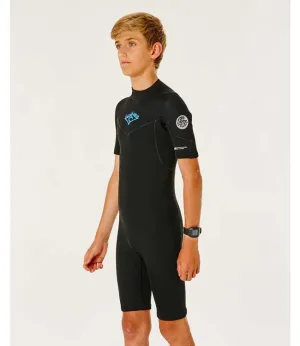 Ripcurl Dawn Patrol Boys Short Sleeve Springsuit (2022) - Black