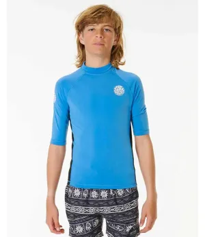 Ripcurl Icons UV Brushed Boys Short Sleeve (2024) - Blue Gum