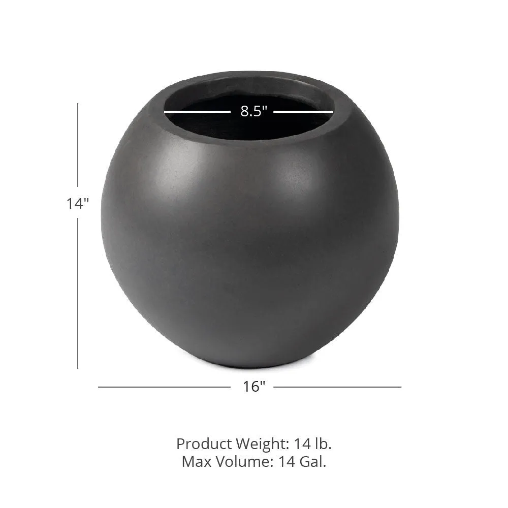 Scratch and Dent, Onyx 16" Charcoal Sphere Planter