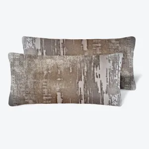 Set of 2 Mini Brushstroke Velvet Pillow, Coyote