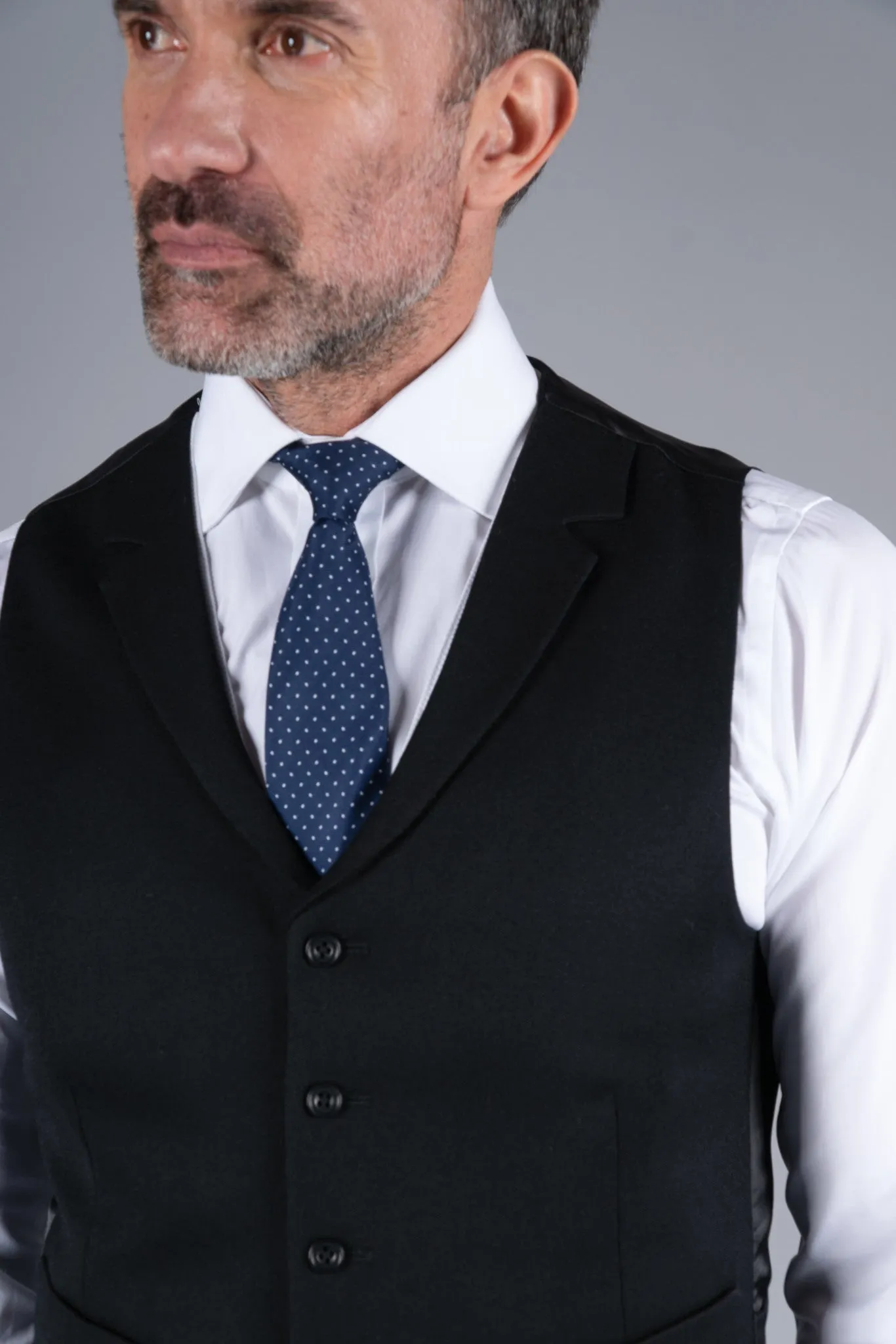 Single Breasted Morning Vest - Black