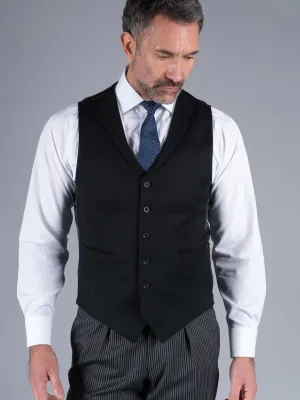 Single Breasted Morning Vest - Black