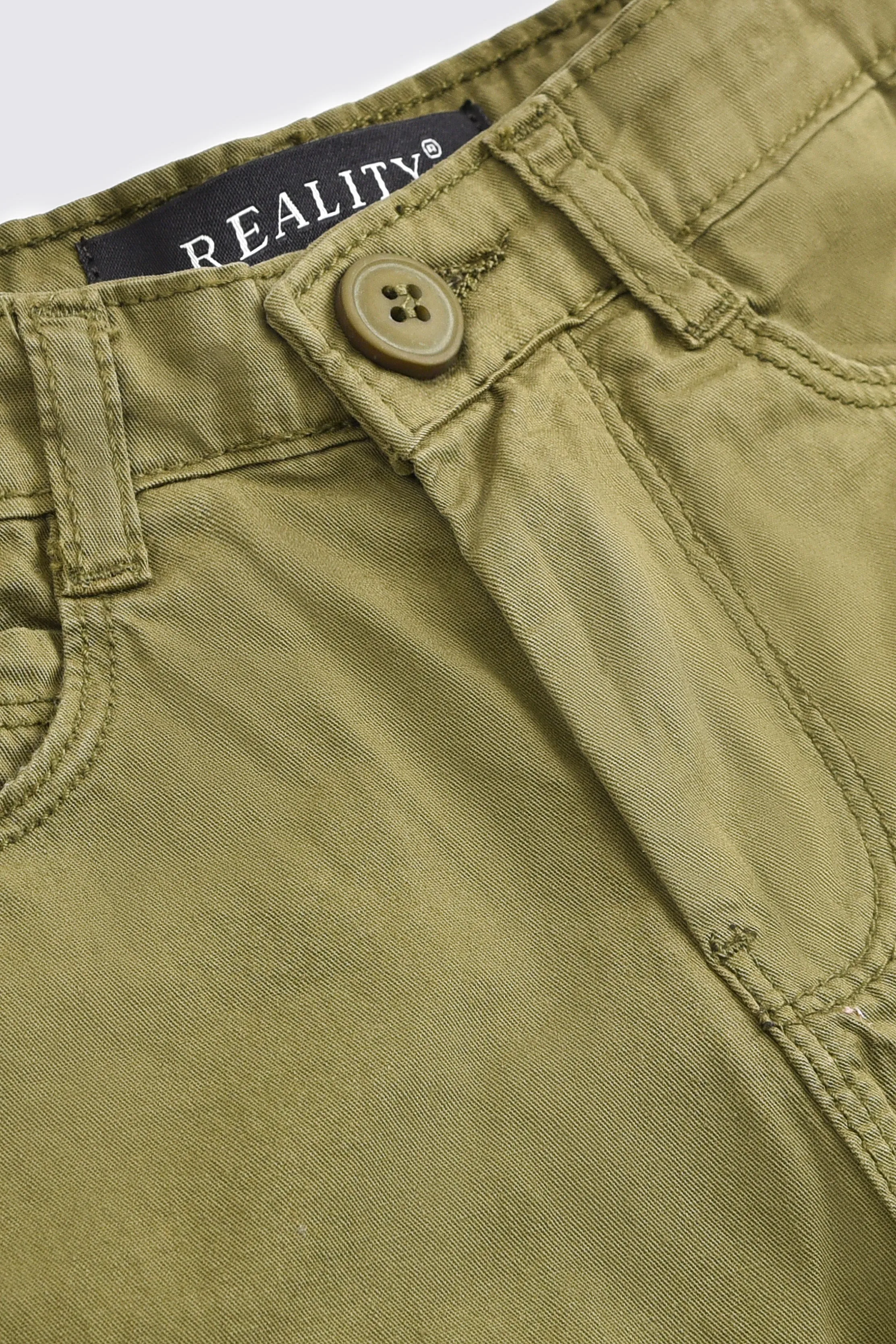 Solid Green Cotton Shorts (3-24M)