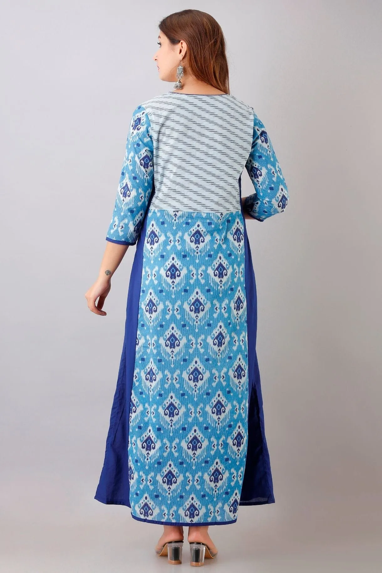 Svarchi Womens Cotton Geometric Print A-Line Kurta (Blue)