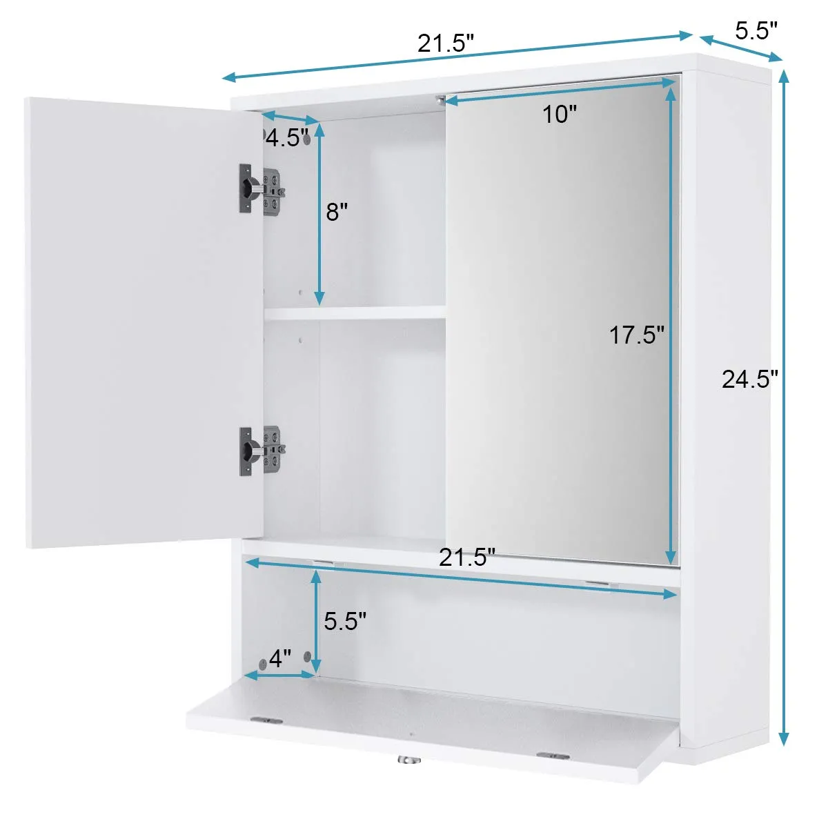 Tangkula Bathroom Mirror Cabinet, Wall Mounted Medicine Cabinet with Mirror Doors & Adjustable Shelf