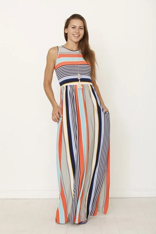 TEEK - Multicolor Stripe Hidden Pocket Dress