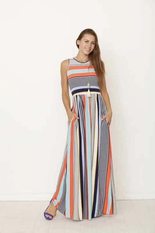 TEEK - Multicolor Stripe Hidden Pocket Dress