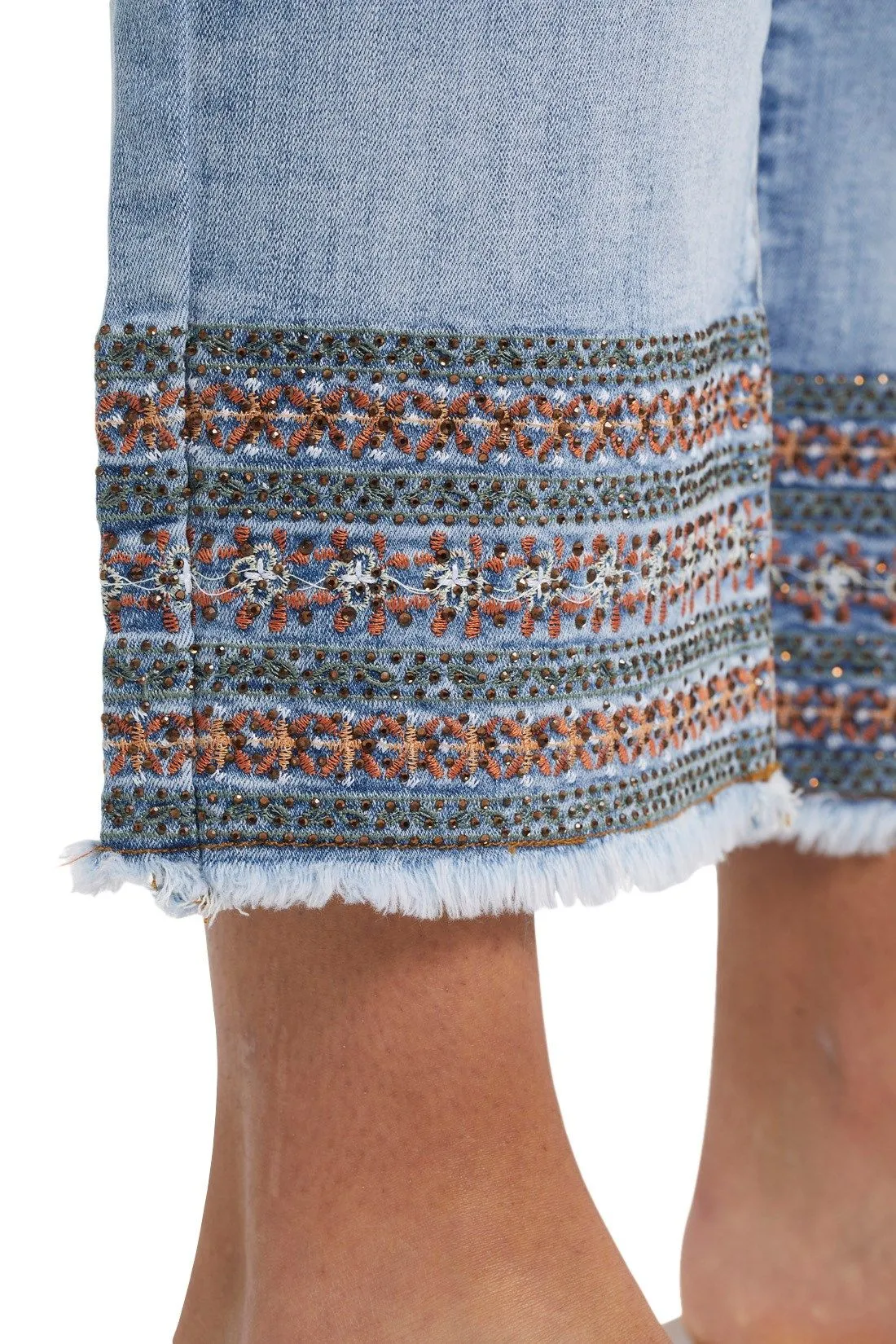 Tribal | Audrey Embroidered Hem Denim Jeans | Women's