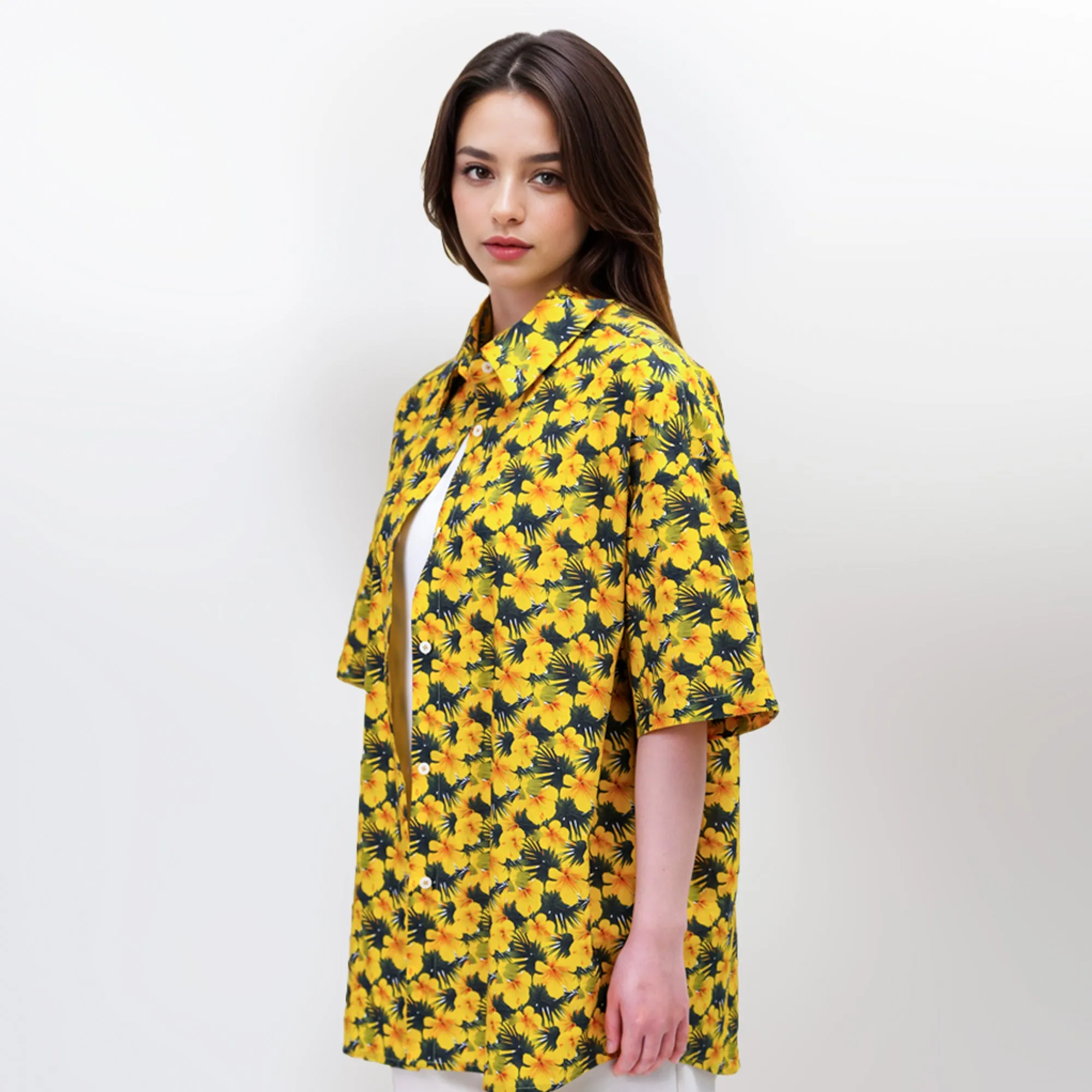 Unisex - Summer Flower Button Up Adult Shirt