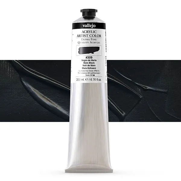 VALLEJO Acrylic Artist 309: 200 ML. Mars Black