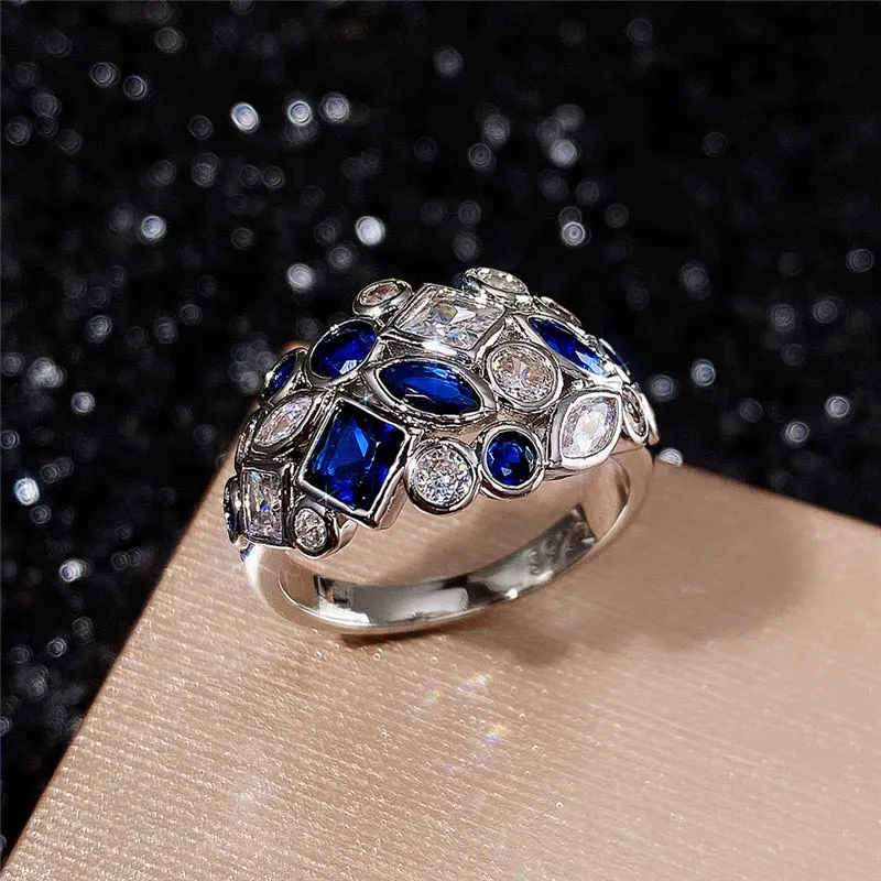 Vintage Jewelry Luxury Bright Art Deco Style Design Cocktail Ring for Women