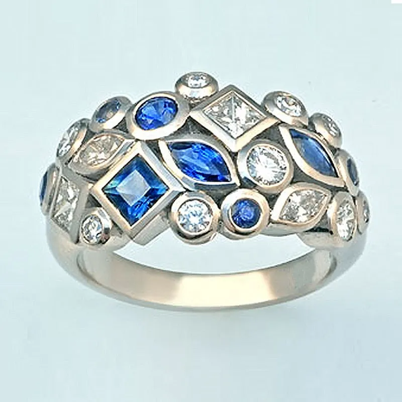 Vintage Jewelry Luxury Bright Art Deco Style Design Cocktail Ring for Women