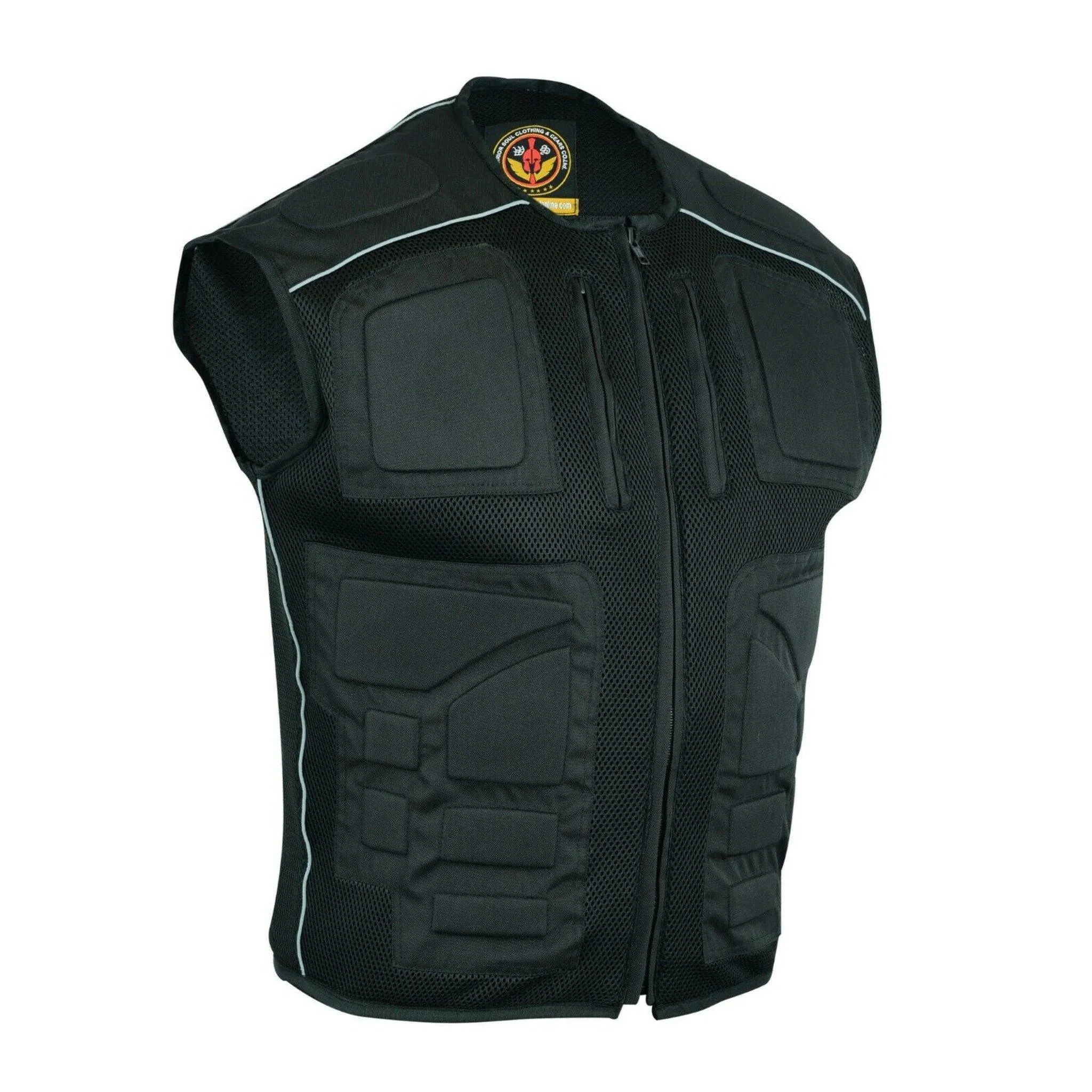 Warrior Gears® Textile Mesh Motorcycle Vests for Men, Men's Padded Motorbike Vest Waistcoat