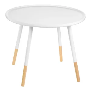 White and Natural Round Side Table