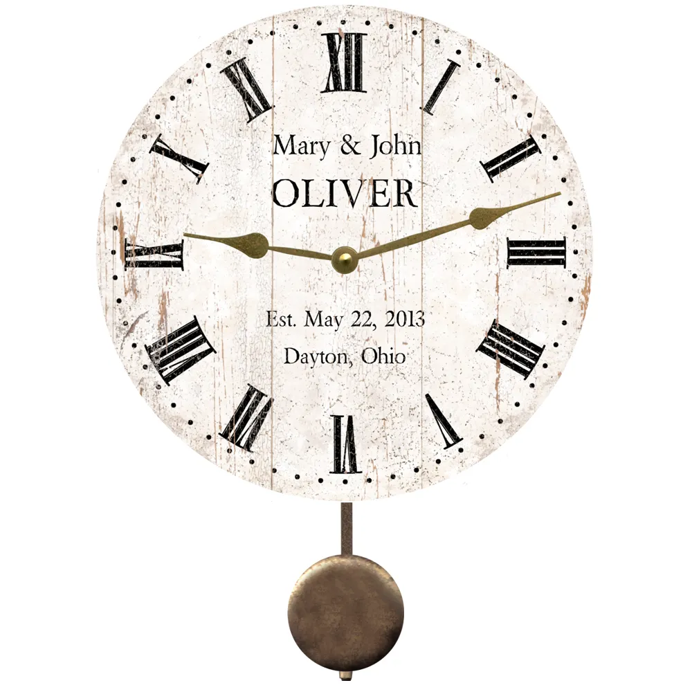 White Rustic Wedding Clock