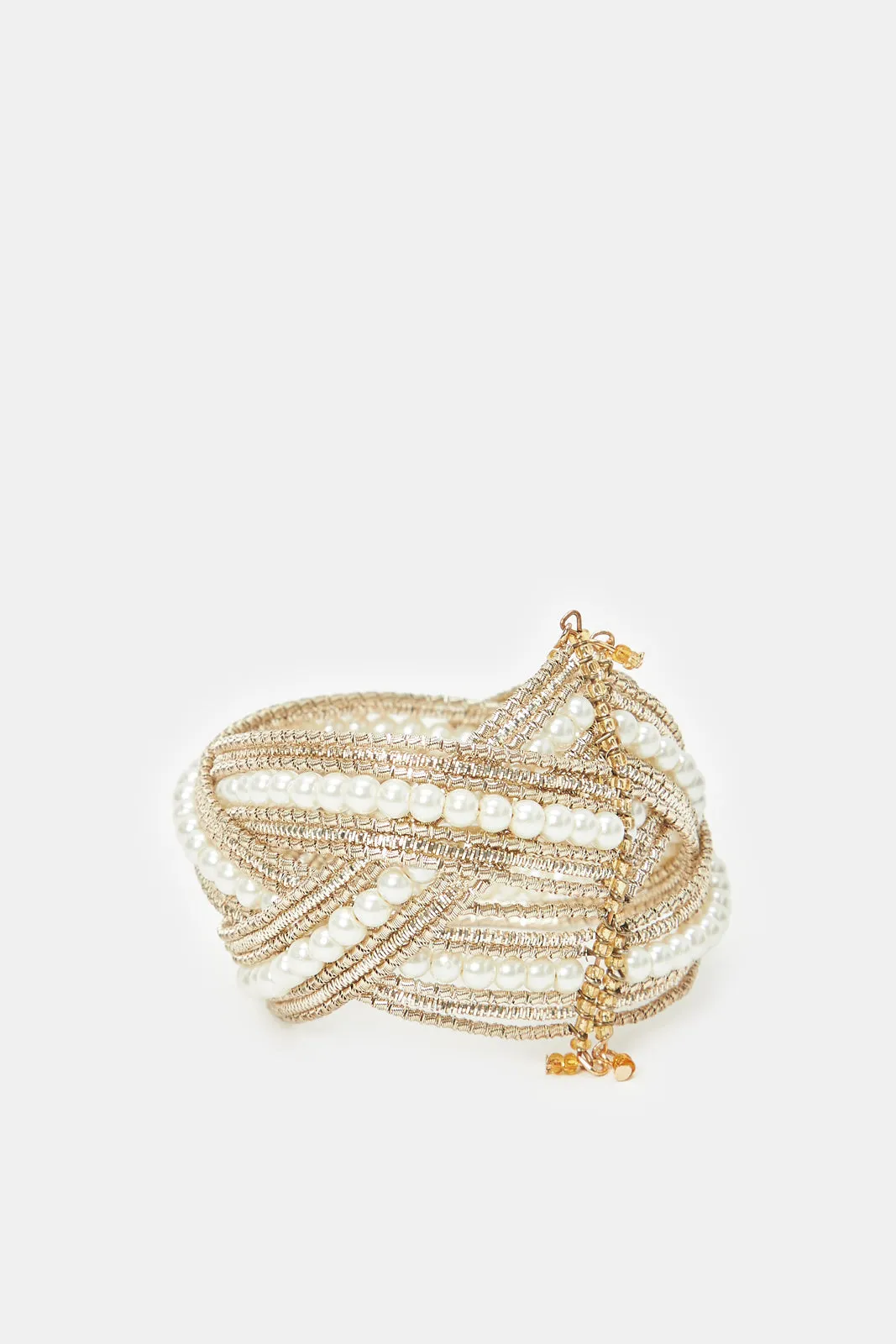 Women Gold Pearls Embellished Cuff