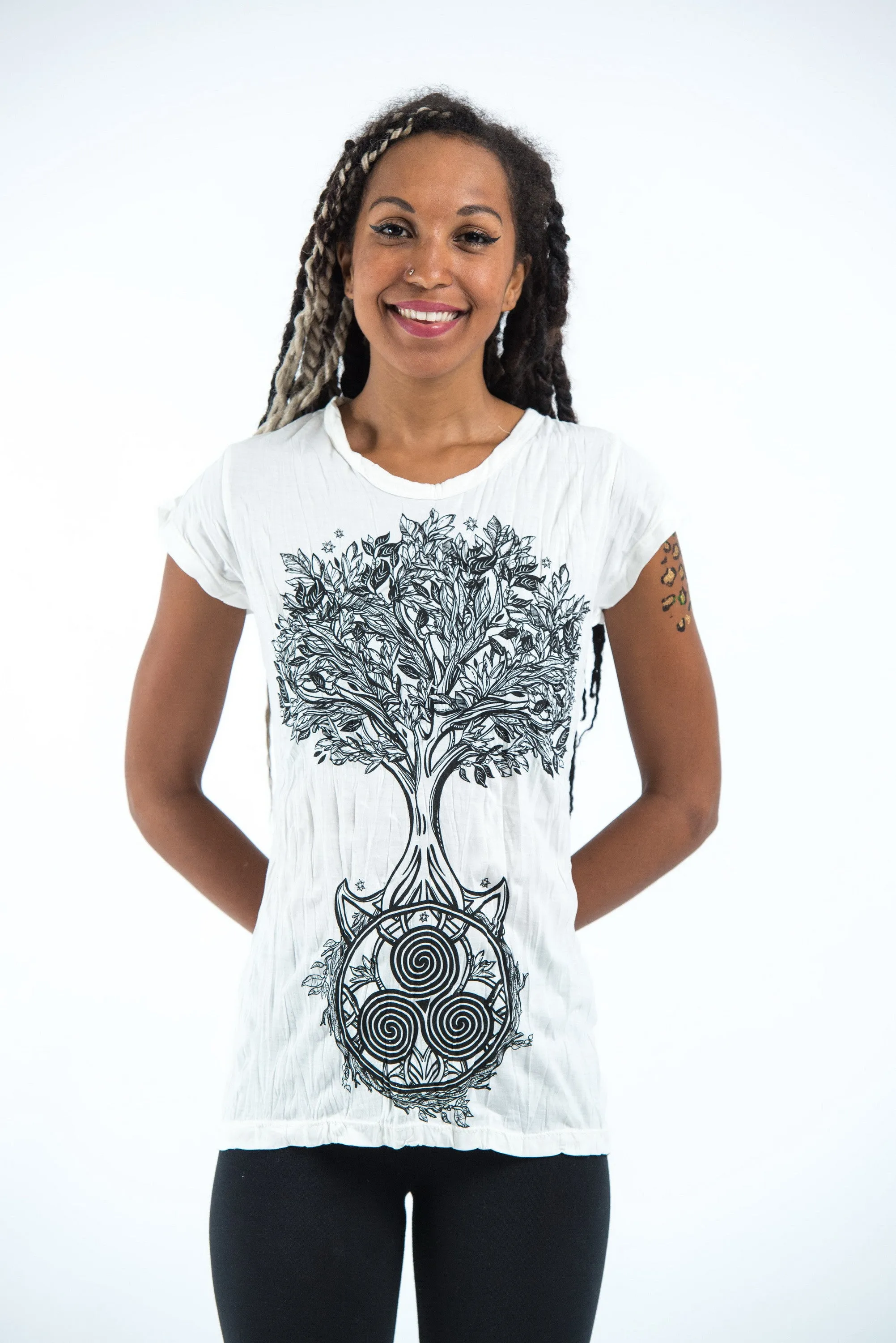 Womens Celtic Tree T-Shirt in White