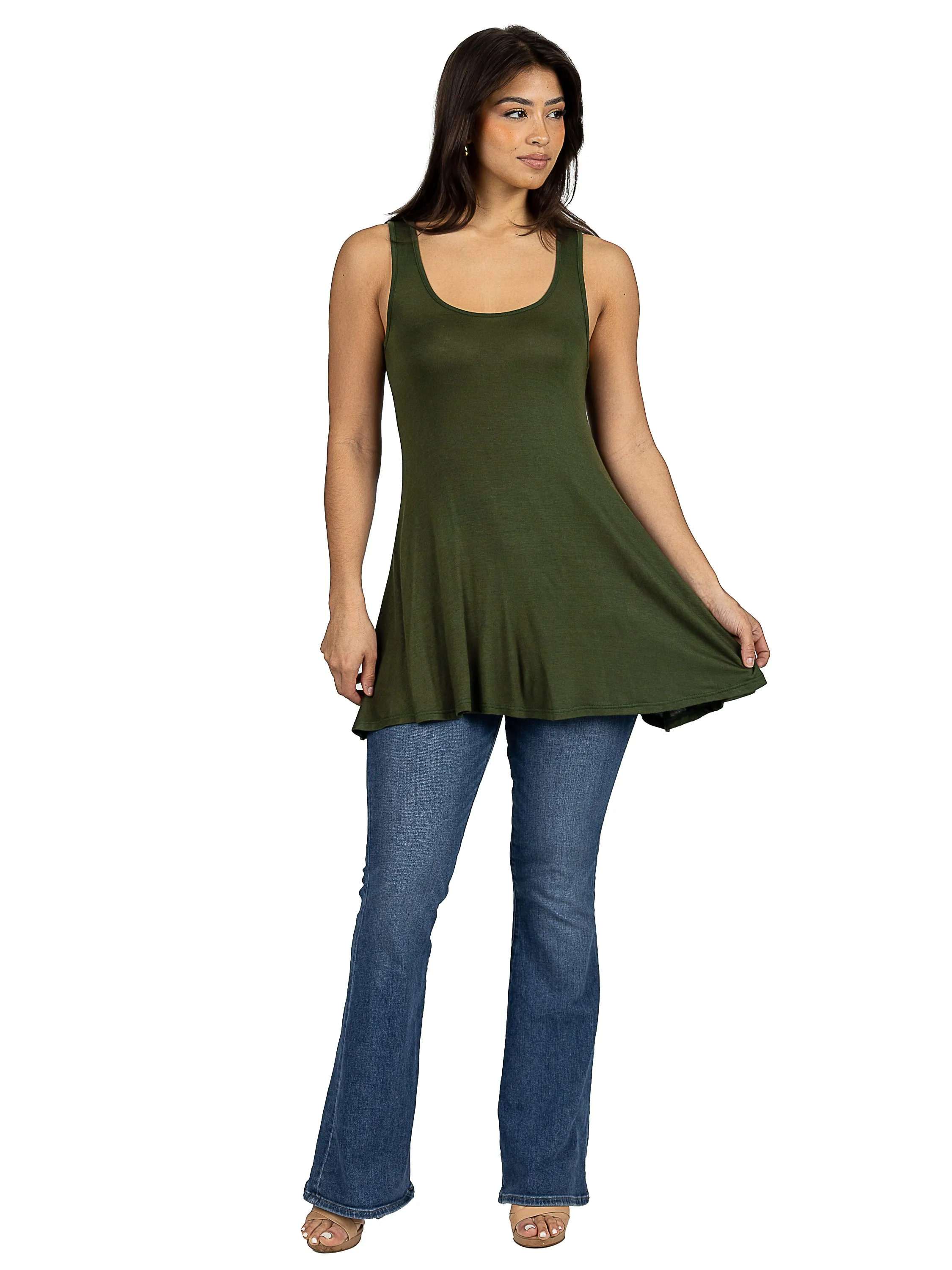 Womens Scoop Neck Sleeveless Tunic Top