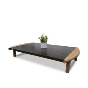 Wood table with rock beam