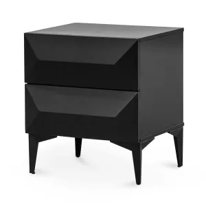 Wooden Side Table - Matte Black with Black Legs