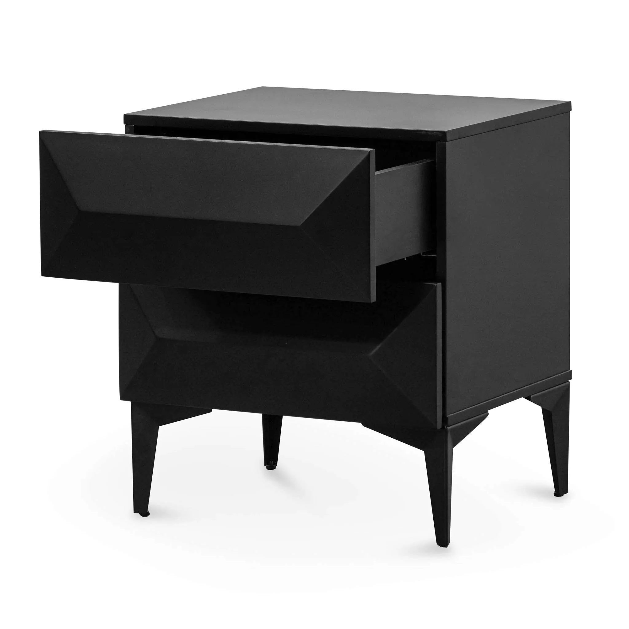 Wooden Side Table - Matte Black with Black Legs