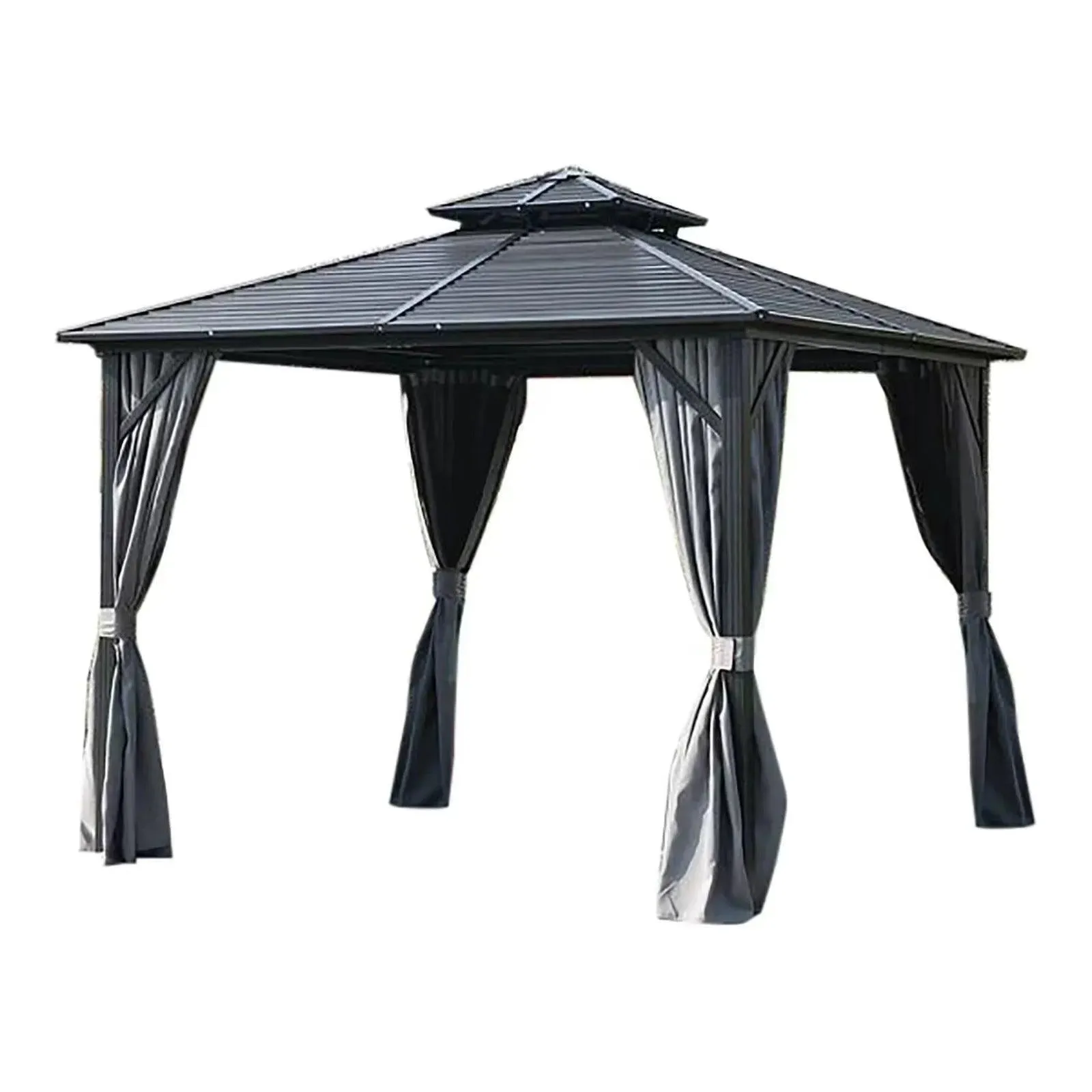 Wooden Twist Waxed Garden Gazebo with Waterproof Curtain and Mosquito Net ( Grey )