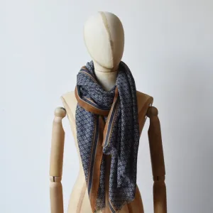 Woollen Scarf | Geometric Blue | B227