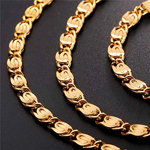 Yellow Chimes Chain for Men Golden Chain for Boys 316L Stainless Steel Spiral Figaro Interlinked Neck Chain for Men and Boys