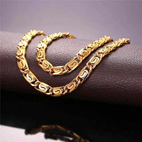 Yellow Chimes Chain for Men Golden Chain for Boys 316L Stainless Steel Spiral Figaro Interlinked Neck Chain for Men and Boys