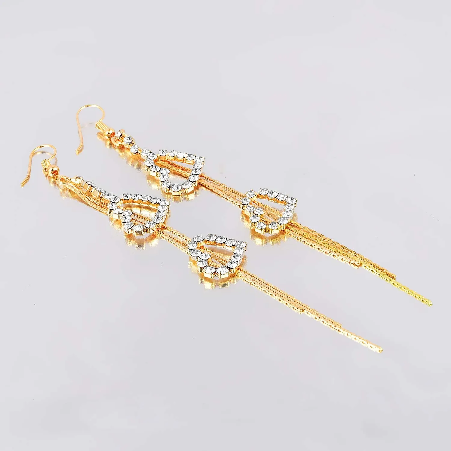 Yellow Chimes Hanging Hearts Gold Chandelier Earring for Women & Girls