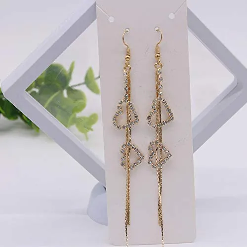 Yellow Chimes Hanging Hearts Gold Chandelier Earring for Women & Girls