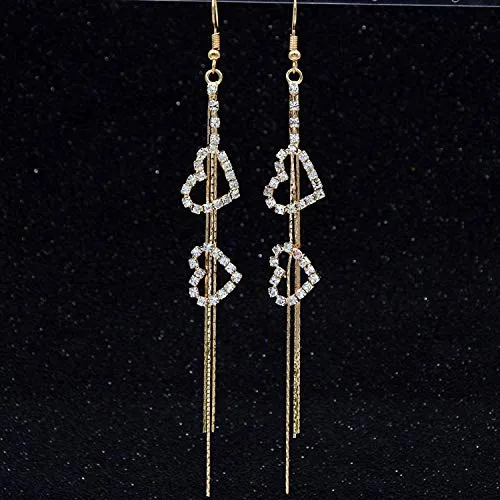 Yellow Chimes Hanging Hearts Gold Chandelier Earring for Women & Girls