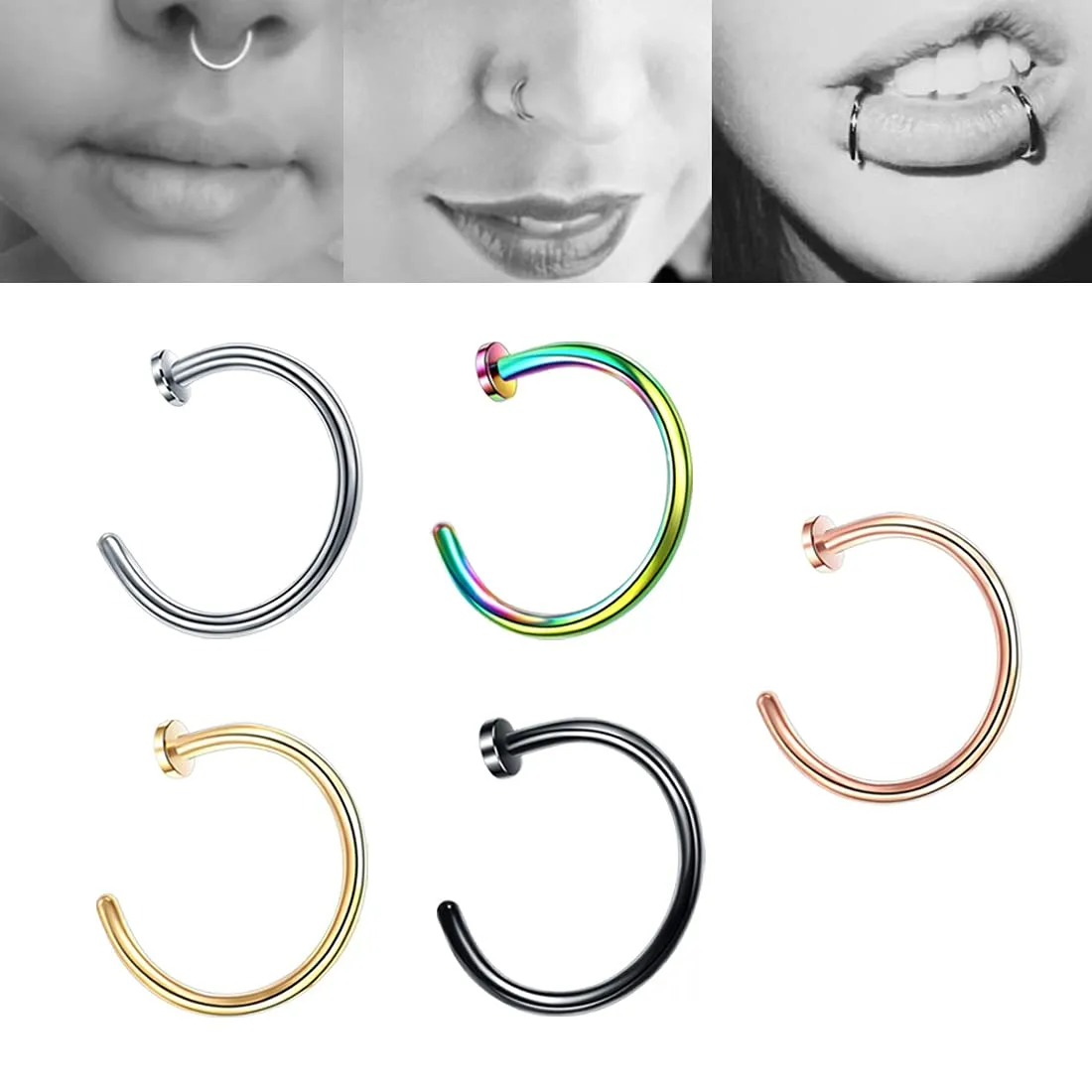 Yellow Chimes Latest Fashion Stainless steel 15 Pcs Combo Multicolor Non Piercing Nose Pins for Women and Girls, Medium (YCFJNP-460STNP-C-MC)