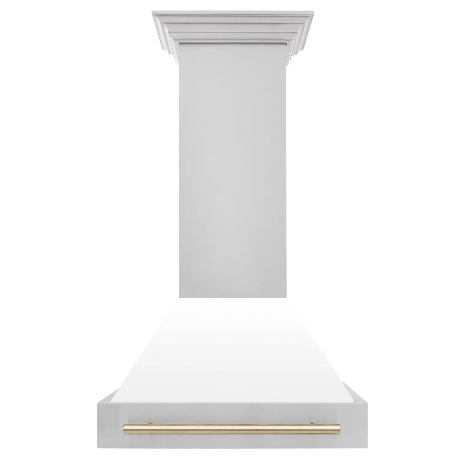 ZLINE 36" Autograph Edition DuraSnow® Stainless Steel Range Hood with White Matte Shell and Champagne Bronze Handle (8654SNZ-WM36-CB)