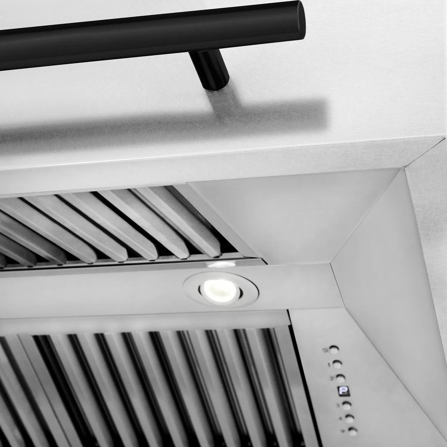 ZLINE 48" Autograph Edition DuraSnow® Stainless Steel Range Hood with White Matte Shell and Matte Black Handle (8654SNZ-WM48-MB)