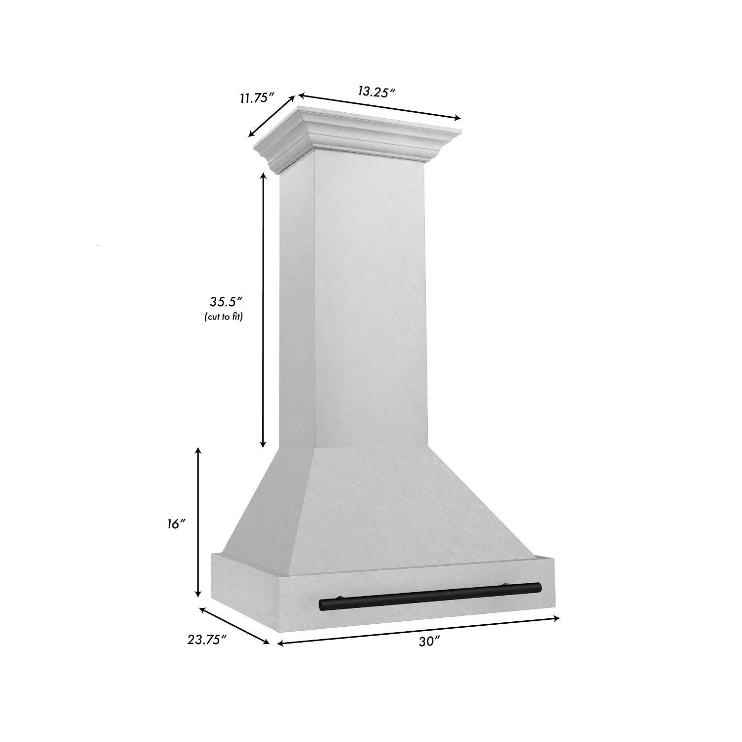 ZLINE 48" Autograph Edition DuraSnow® Stainless Steel Range Hood with White Matte Shell and Matte Black Handle (8654SNZ-WM48-MB)